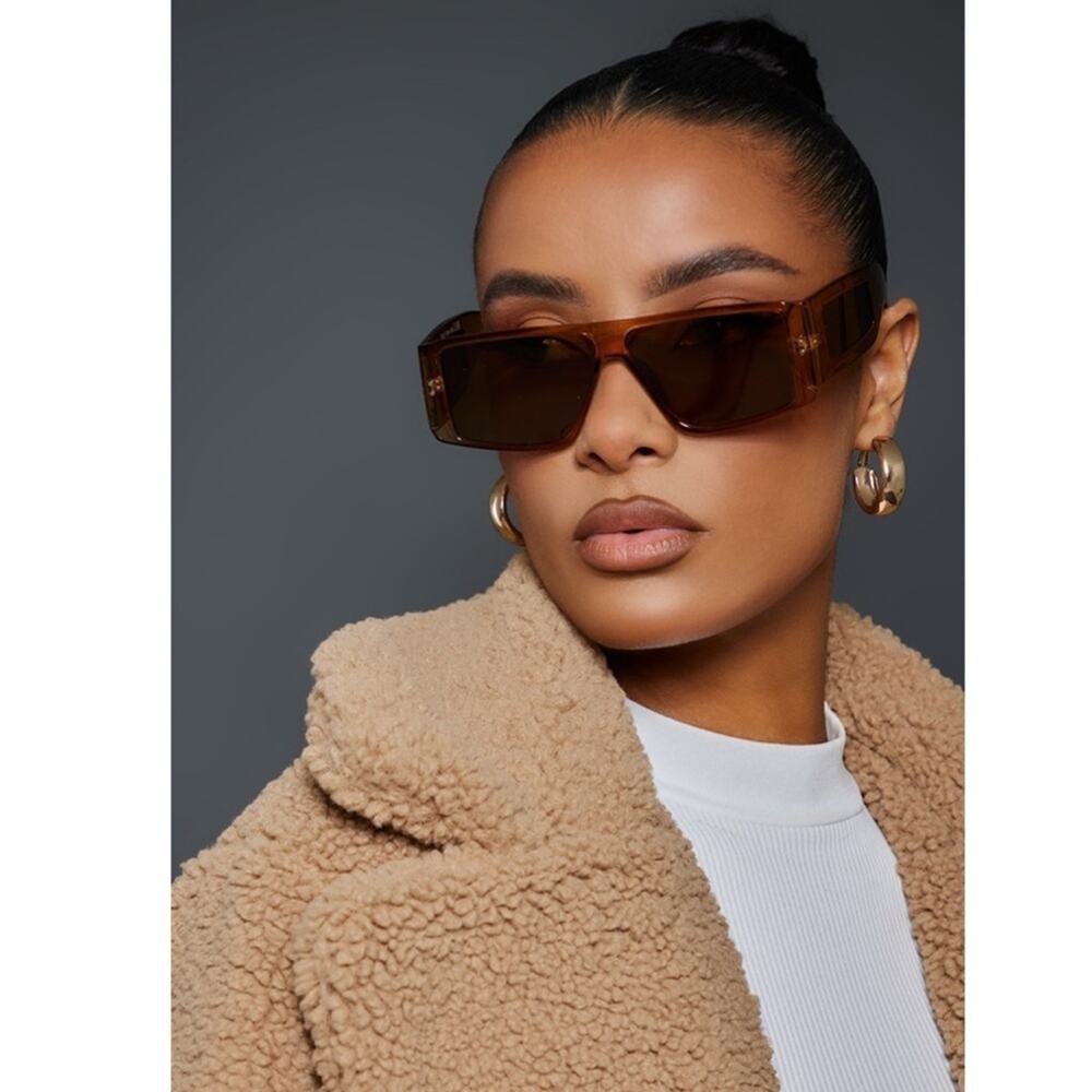 PrettyLittleThing- Toffee Flat Top Transparent Visor Sunglasses NWT
